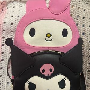 Kuromi my melody hello kitty Pink and Black loungefly sanrio mini Backpack
